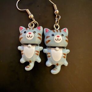 *BOGO* Cute Cat Earrings - Blue and White